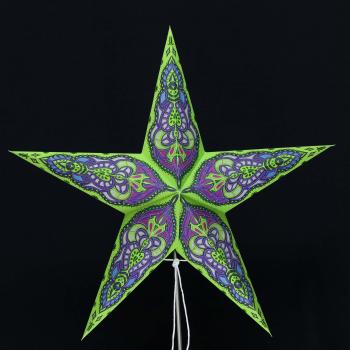 SUMITA grün/Glitter  - Faltbarer Leuchtstern, Weihnachtsstern aus Papier mit 5 Zacken, 60 cm